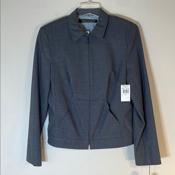 NWT. Vintage Tahari Wool USA MADE Zip Front Jacket. 8. - Picture 1 of 12